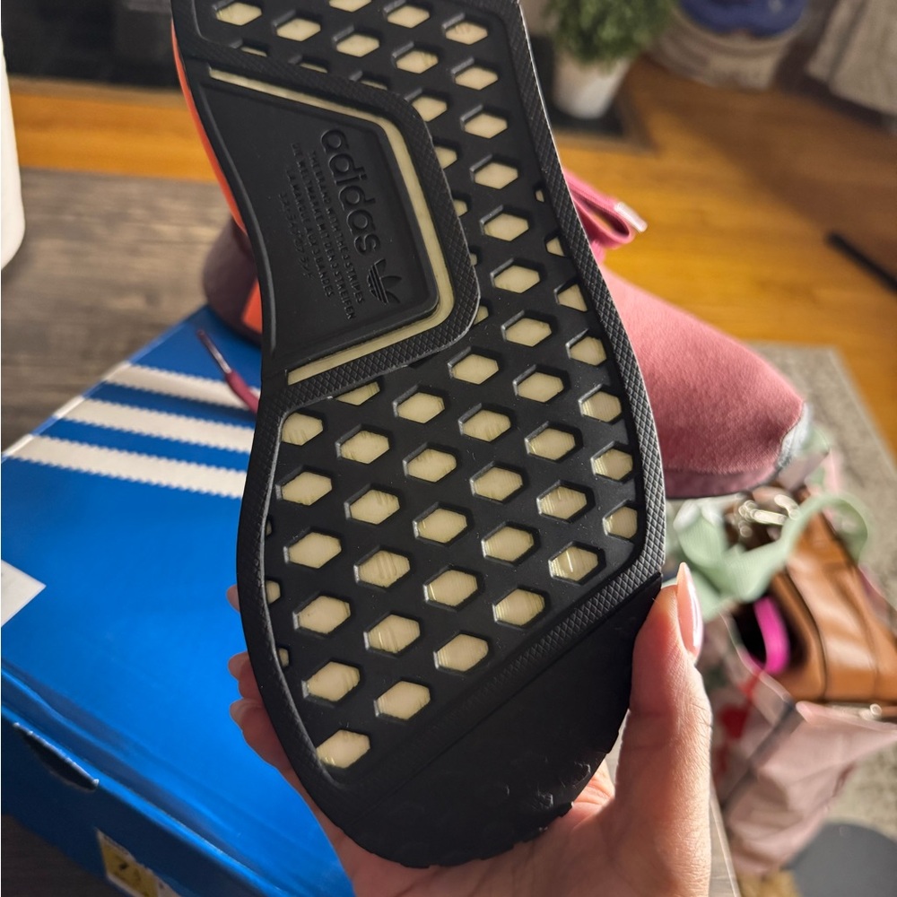 Adidas NMD_R1 W Maroon with Orange Stripes - Picture 5 of 9